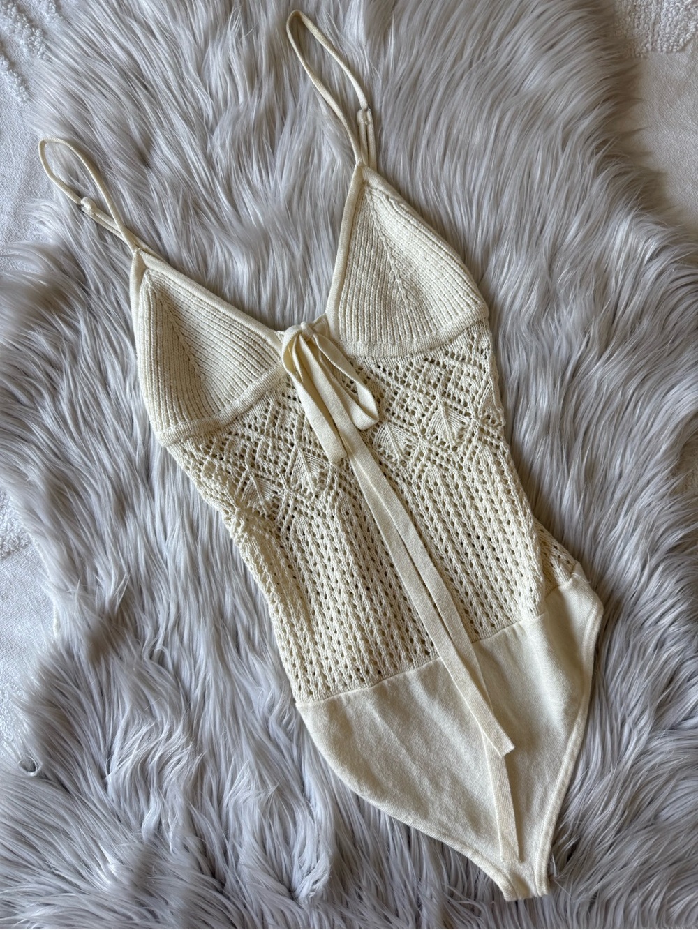 Abercrombie & Fitch cream crochet bodysuit